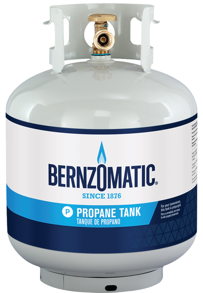 A 20lb propane tank commonly used on grills.