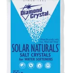 A blue and white bag of Diamond Crystal Solar Naturals Salt Crystals.