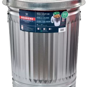 TRASH CAN/LID GALV 31 GAL