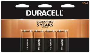 BATTERY 9V DURACELL 4PK