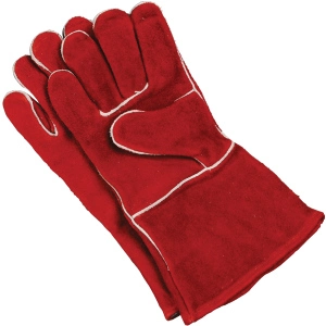 FIREPLACE GLOVES RED LEATHER