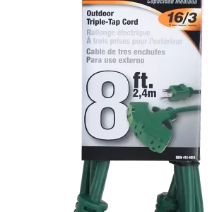 EXT TAP 3-OUT 16/3 GREEN 8'