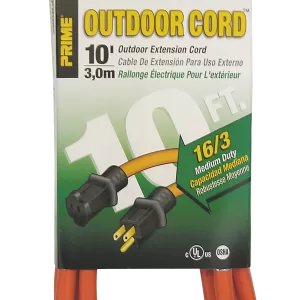 EXT CORD 16/3 ORANGE 10'