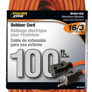 EXT CORD 16/3 ORANGE 100'