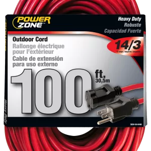 EXT CORD 14/3 RED 100'