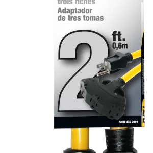 EXT TAP 3-OUT 12/3 YELLOW 2'