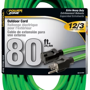 EXT CORD 12/3 NEON GREEN 80'