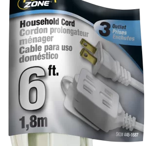 EXT CORD 16/2 WHITE 6'