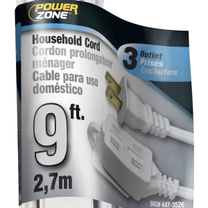 EXT CORD 16/2 WHITE 9'