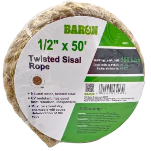 SISAL ROPE 1/2" X 50'