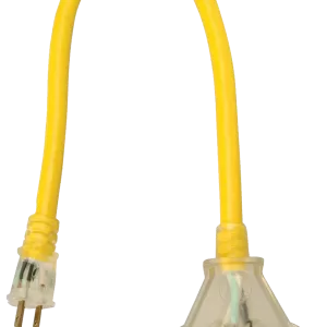 EXT TAP 3-OUT 12/3 YELLOW 2'